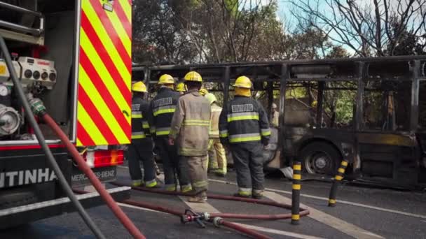 Portugal Odivelas September 2022 Rescue Team Firefighters Arrive Car Crash — Stock Video