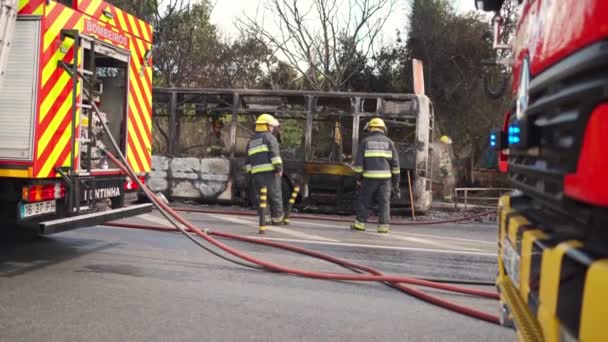 Portugal Odivelas September 2022 Rescue Team Firefighters Arrive Car Crash — стоковое видео