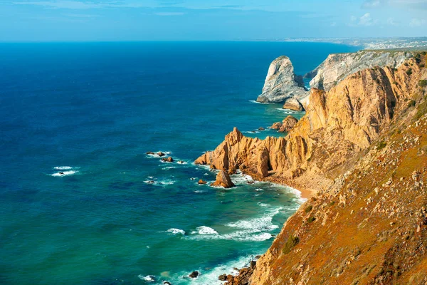 Výhled Atlantický Oceán Útesem Pohled Pobřeží Atlantiku Portugalsku Cabo Roca — Stock fotografie