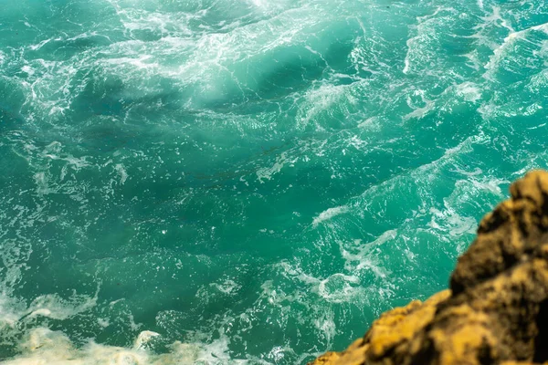 Atlantic ocean. Stormy summer day Big sea wave on rocky beach. Beaty in nature. Dramatic sea view. Sintra portugal