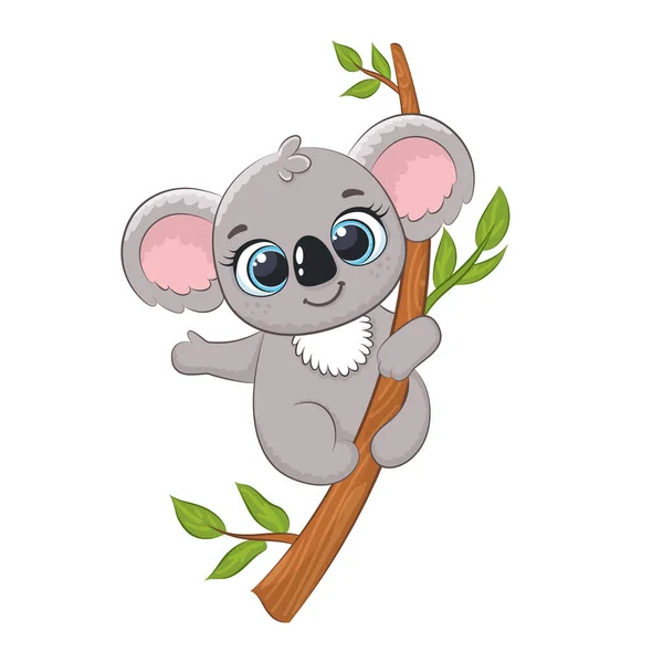 Ilustração de desenho animado de macaco fofo pendurado em árvore