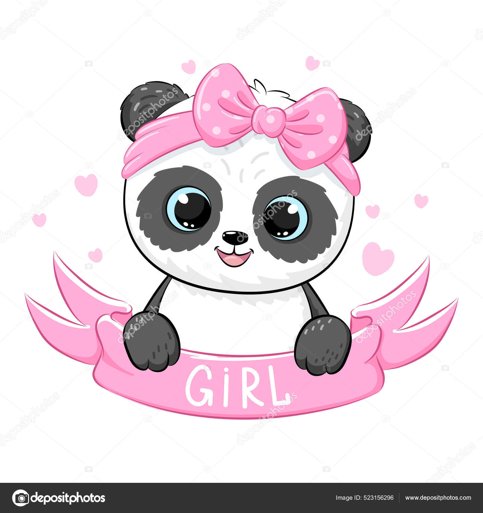 Menina Panda Bonito Ilustração Vetorial Desenho Animado imagem vetorial de  Arina_Gladysheva© 523156296