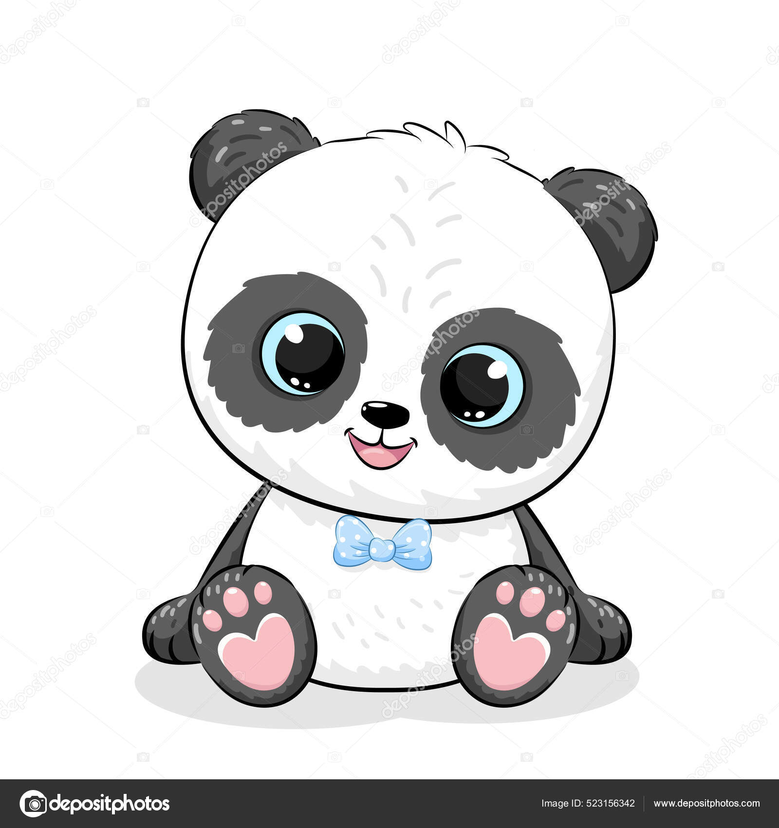 Caminhada Panda Dos Desenhos Animados. Arte Animal.