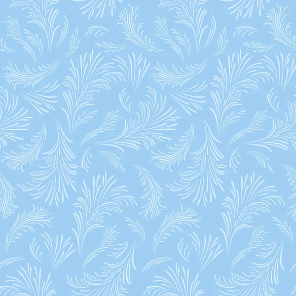 Winterblauer Hintergrund Nahtloses Muster Mit Eisigen Frostigen Ornamenten Vektorflache Illustration — Stockvektor