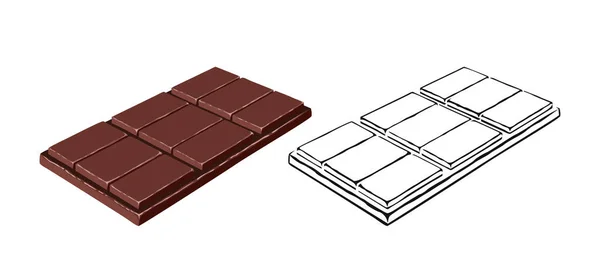 Dunkle Schokoladentafel Isoliert Vector Cartoon Flache Illustration Und Silhouette — Stockvektor