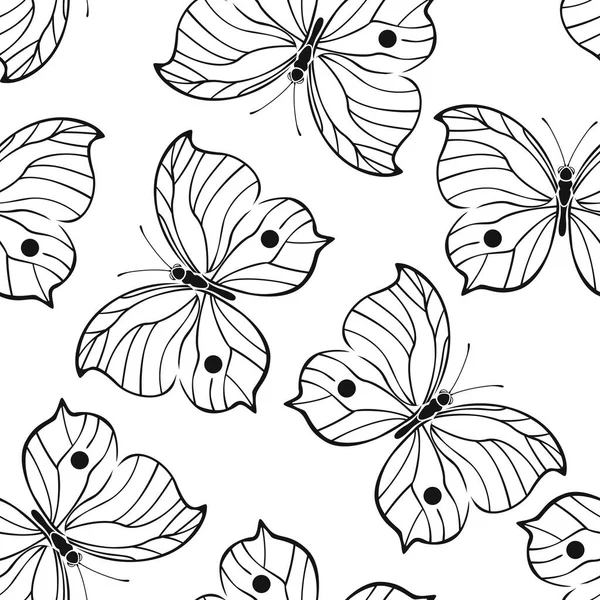 Silhouettes Noires Beaux Papillons Sur Fond Blanc Illustration Vectorielle Modèle — Image vectorielle