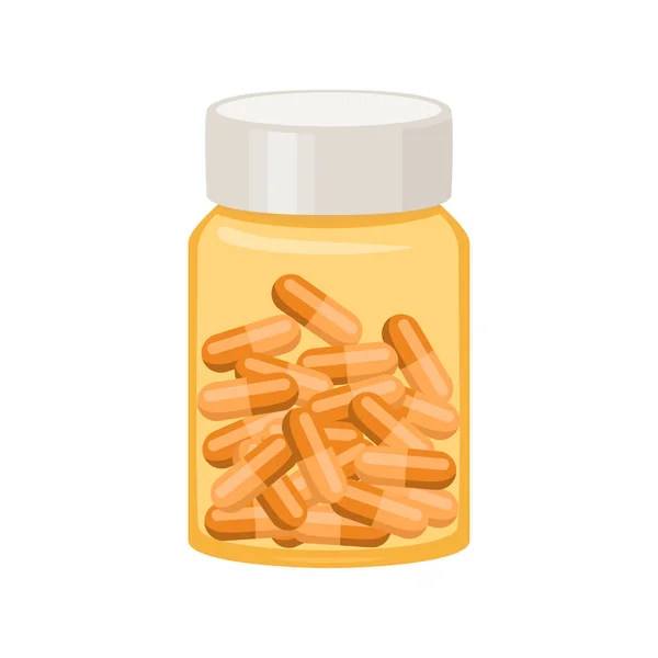 Tablettenflasche Isoliert Auf Weißem Hintergrund Vektor Illustration Von Kapseln Medizinische — Stockvektor