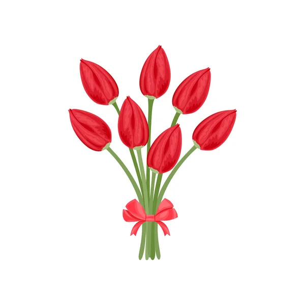 Ramo Tulipanes Rojos Aislados Sobre Fondo Blanco Ilustración Vectorial Flores — Archivo Imágenes Vectoriales