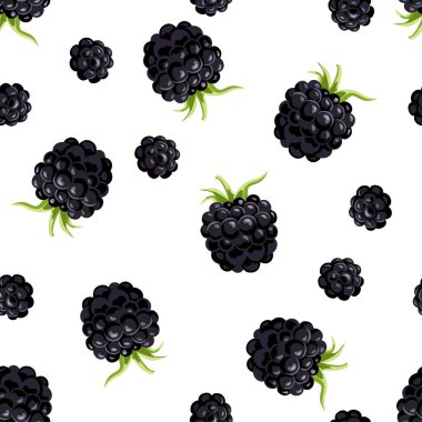 Blackberry meyve arka planı. Yabanmersinli, pürüzsüz bir desen. Çizgi film düz çizimi.