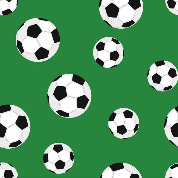 Padrão Sem Costura Com Bolas Futebol Verde Fundo Desportivo Ilustração — Vetor de Stock