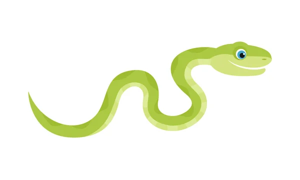 Мила Мультяшна Зелена Змія Вектор Проста Плоска Ілюстрація — стоковий вектор