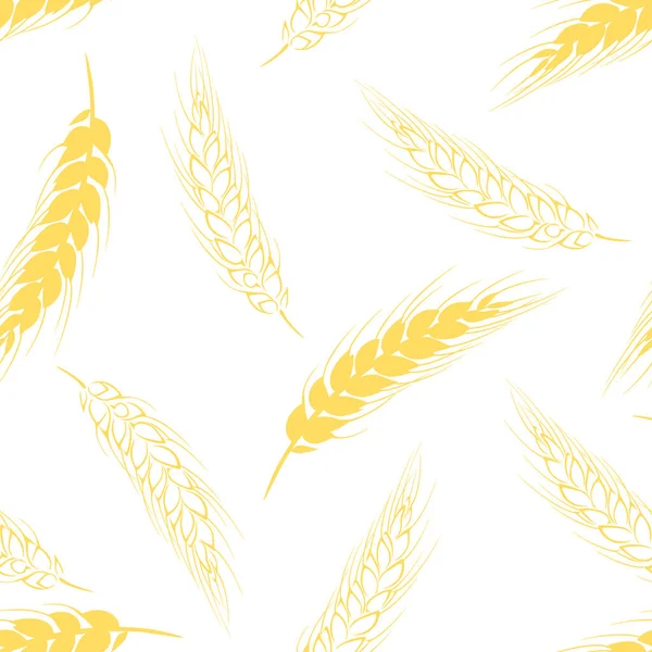 Buğday arka planında sarı kulaklar. Tarımsal bitki ile kusursuz vektör deseni.