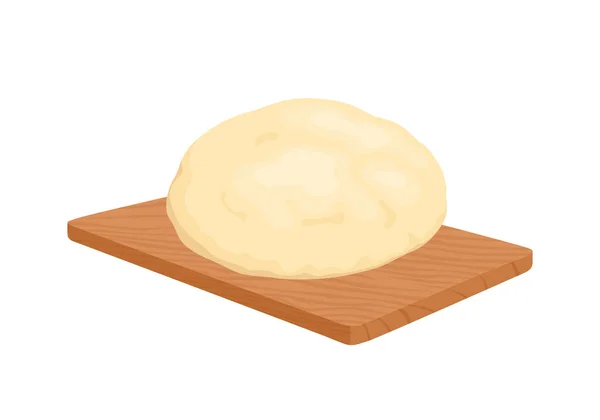 Raw Pastry Dough Wooden Cutting Board Isolated White Background Vector — 图库矢量图片