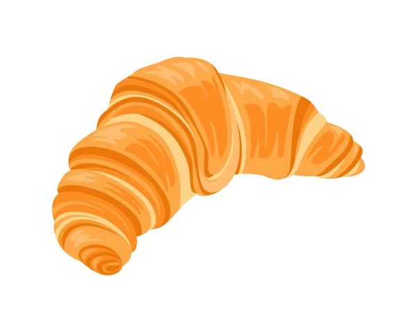 Croissant Isolated White Background Vector Cartoon Illustration Fresh Sweet Pastry — 图库矢量图片