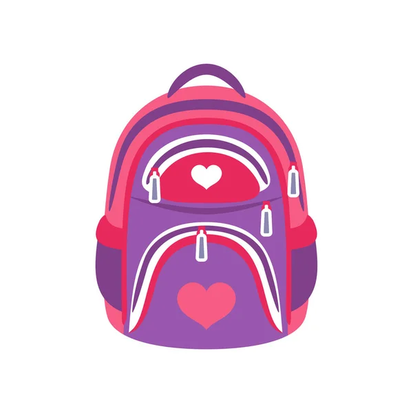 School Bag Icon Vector Flat Illustration Backpack Purple Pink Color — ストックベクタ
