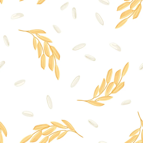 Graine Riz Motif Sans Couture Des Plantes Fond Vectoriel Avec — Image vectorielle