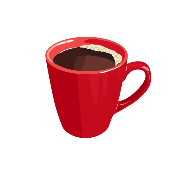 Taza Café Rojo Aislada Sobre Fondo Blanco Dibujos Animados Vectoriales — Vector de stock