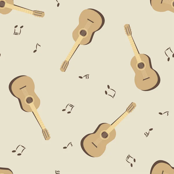 Modèle Sans Couture Avec Guitares Notes Musicales Fond Vectoriel Avec — Image vectorielle