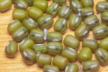 Yeşil fasulyelerin yakın çekimi. 