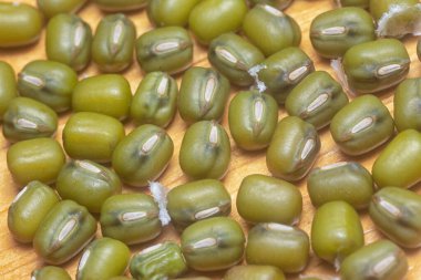 Yeşil fasulyelerin yakın çekimi. 