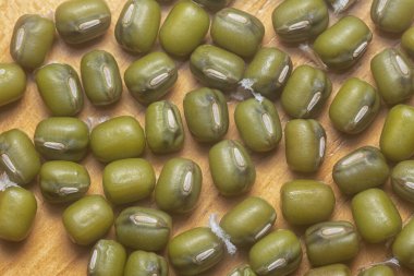 Yeşil fasulyelerin yakın çekimi. 