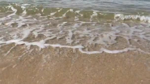 Escena Ola Del Mar Moviéndose Hacia Playa Arena — Vídeo de stock