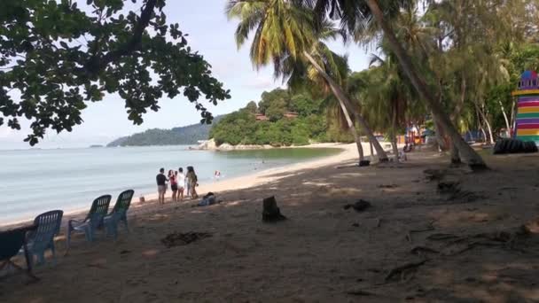 말레이시아 2021 텔루크 리조트의 이국적 해변에서 사람들의 — 비디오