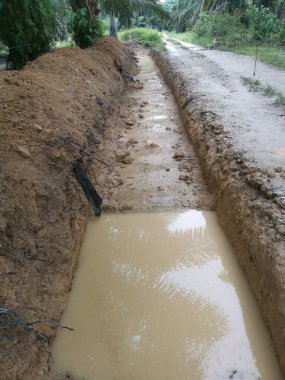 Kırsal yol boyunca drenaj kazdık..