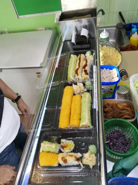 Perak Malaysia 2021 Tata Letak Dapur Meja Persiapan Sushi Restoran — Stok Foto