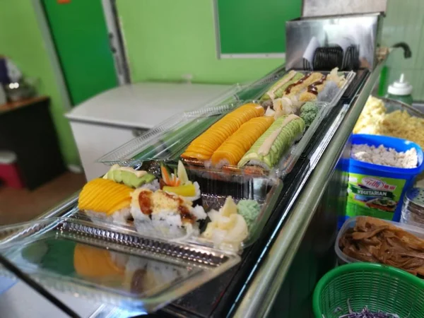 Perak Malaysia December 2021 Kitchen Layout Sushi Preparation Table Vegetable — Stock Photo, Image