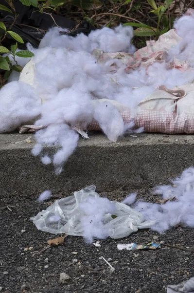 Torn Worn Out Cotton Mattress — Foto Stock