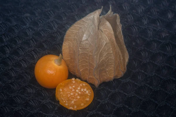 close shot of the ripe cape gooseberry fruit.