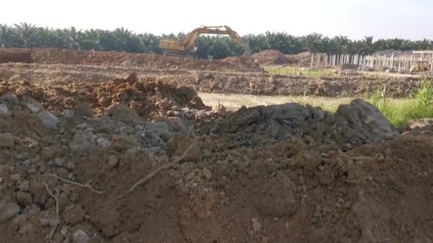 Perak Malaysia December 2021 Excavator Machine Digging Moving Earth New — стоковое видео