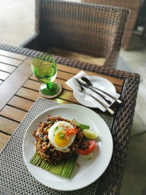 layout of food on the dining table scene