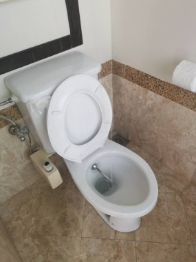 white towel seat with bidet shower.