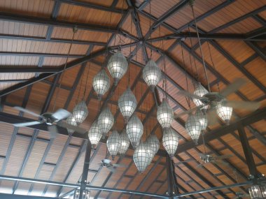 Asılı tavan lambalarına bakıyorum.