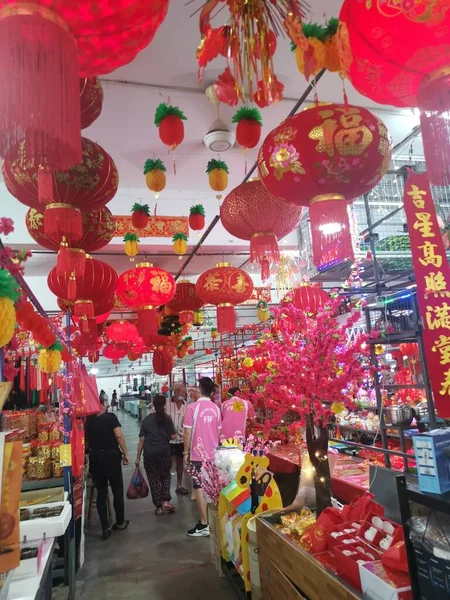 Perak Malezya Ocak 2022 Looking Good Market Etrafına Kırmızı Fener — Stok fotoğraf