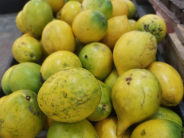Sarı Pouteria caimito meyvesi yığını.