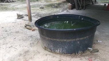 Terk edilmiş eski bir Polyethylene Kare Su TANK