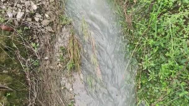 Pool Aus Fließendem Regenwasser Entlang Der Landstraße — Stockvideo