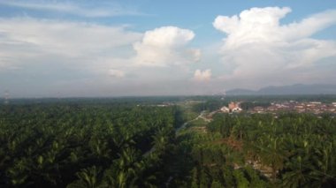 Banliyöde sabahın erken saatlerinde gökyüzünün havadan çekilmiş görüntüleri.