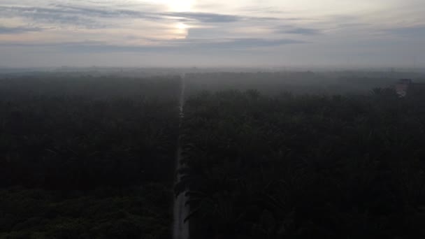 Early Morning Aerial Scene Looking Countryside Gravel Road — Wideo stockowe