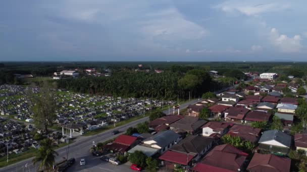 Aerial Scene Daytime Blue Sky Suburb Town — Video Stock