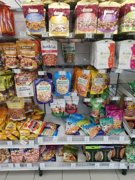 Perak Malaysia May 2022 Varieties Brands Roasted Baked Edible Nuts — Foto Stock