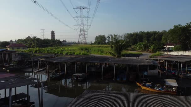 Luchtfoto Rond Vissershaven Van Het Dorp — Stockvideo