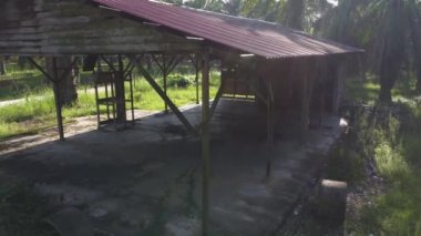 Issız bir çiftlikteki terk edilmiş kulübede.