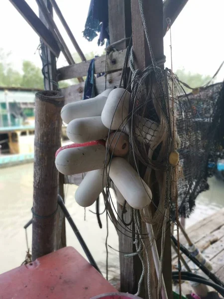 Flotadores Pesca Encontrados Largo Del Puerto Pesquero Muelle —  Fotos de Stock