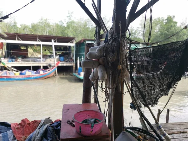 Flotadores Pesca Encontrados Largo Del Puerto Pesquero Muelle — Foto de Stock