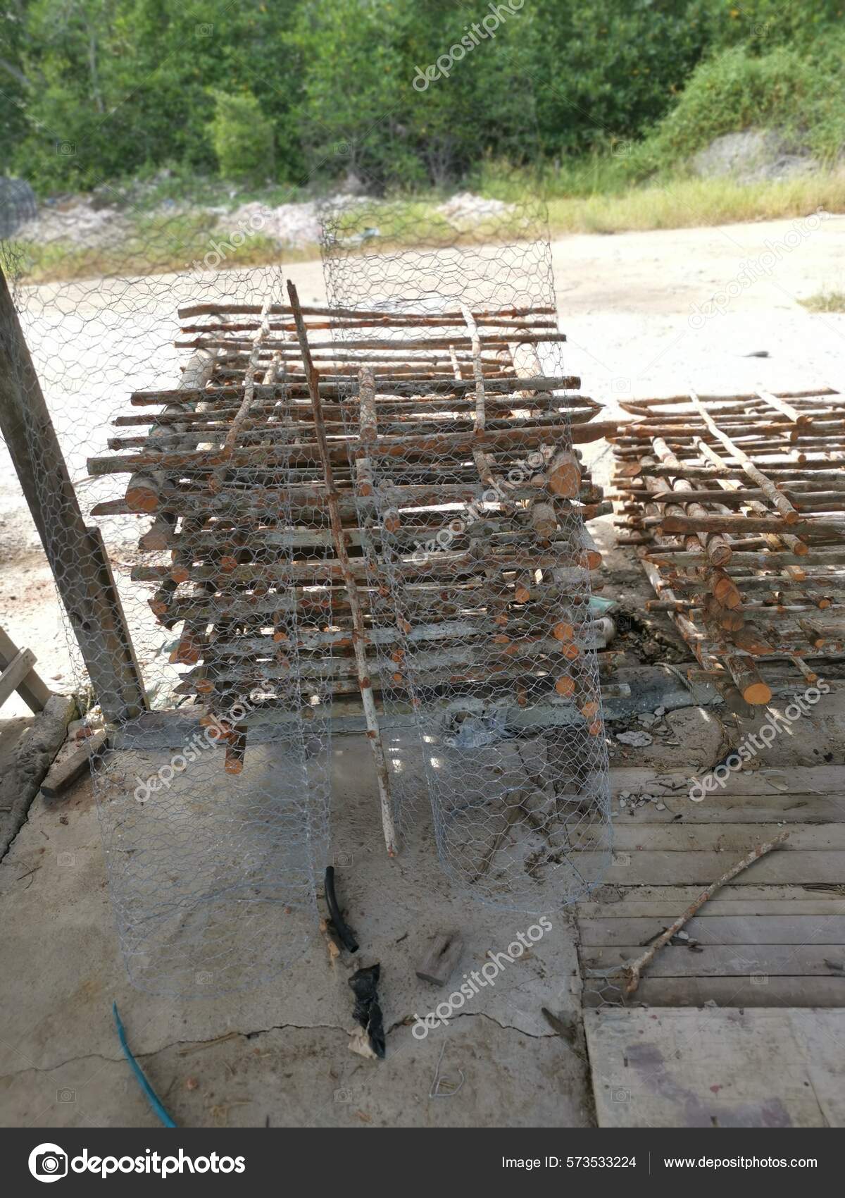 Scene Diy Fish Trap Structure Make Mangrove Wood Wire Polystyrene — Stock  Photo © sweemingyoung #573533224