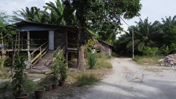 Uma Casa Madeira Abandonada Com Telhado Zinco Corroído — Vídeo de Stock